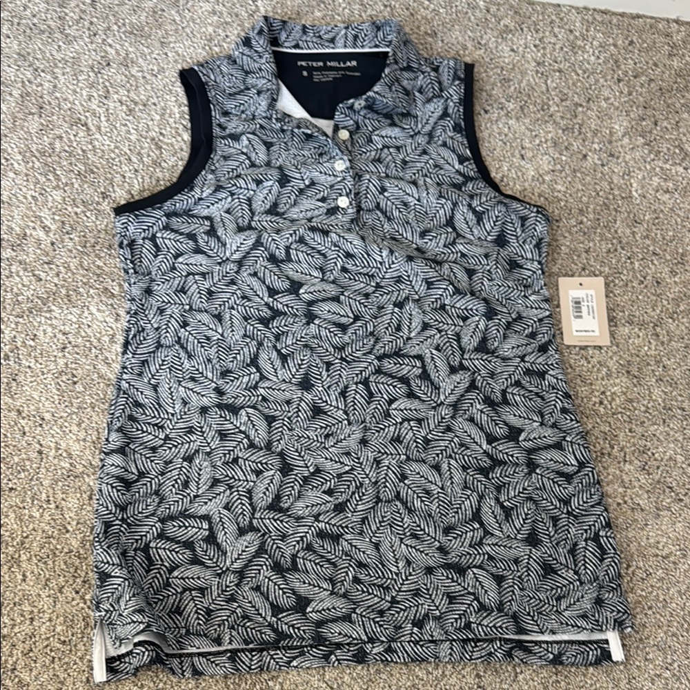 Peter Millar Women's Navy and White Sleeveless Top